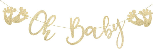 Bannière Pailletée 'Bienvenue Bébé' pour Baby Shower et Baptême - Décoration Dorée pour Célébrer la Naissance.