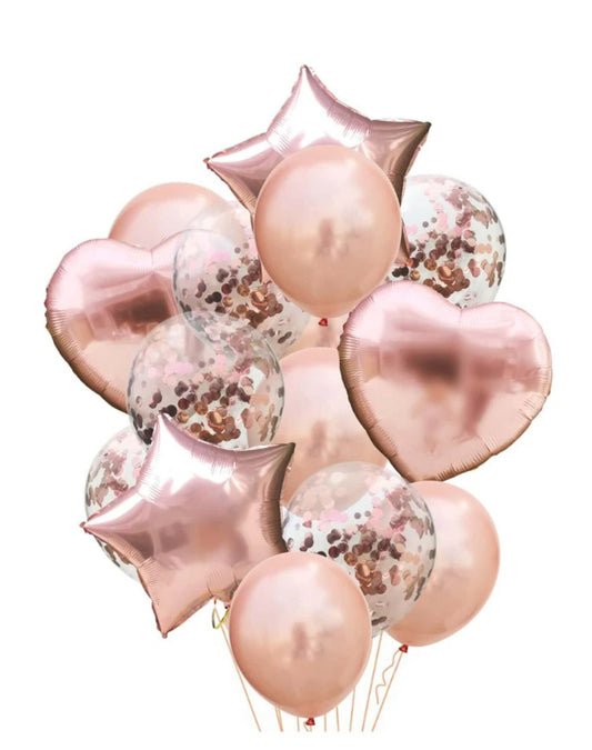 Lot de 14 ballons rose gold