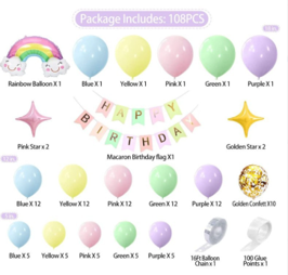 Ensemble de 100 ballons pastel